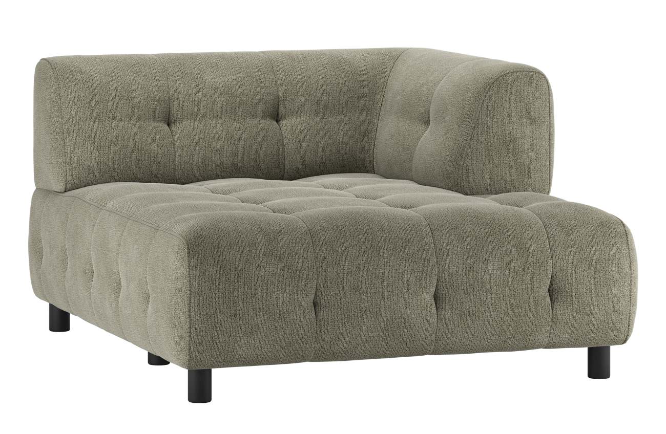 Modulsofa Louis Chaiselongue aus Chenille Rechts, Grün