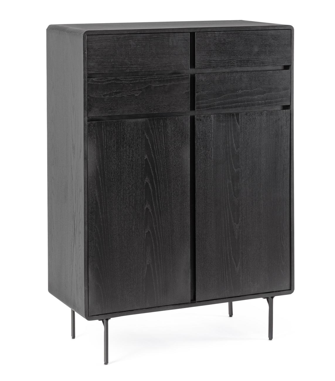 Highboard Widald aus Eschenholz, Schwarz