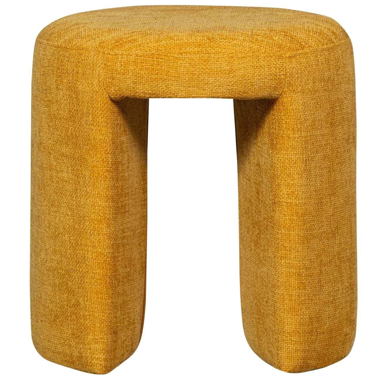 Hocker Charlie aus Chenille-Stoff, Gelb