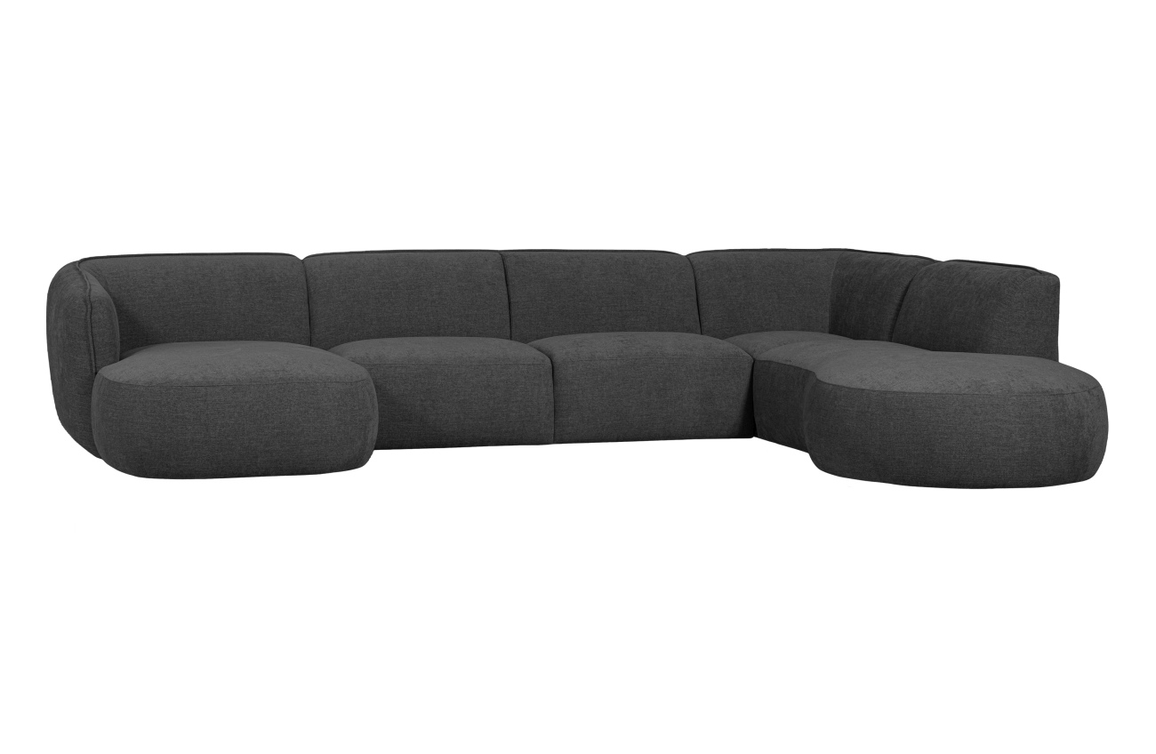 Sofa Polly U-Form aus Webstoff Rechts, Grau