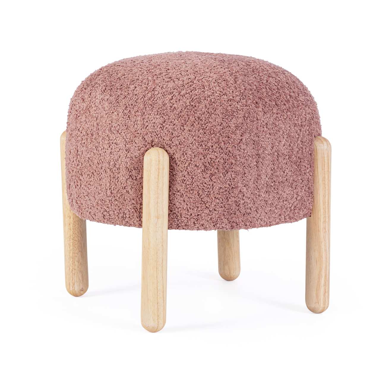 Hocker Dayla aus Boucle-Stoff, Rot