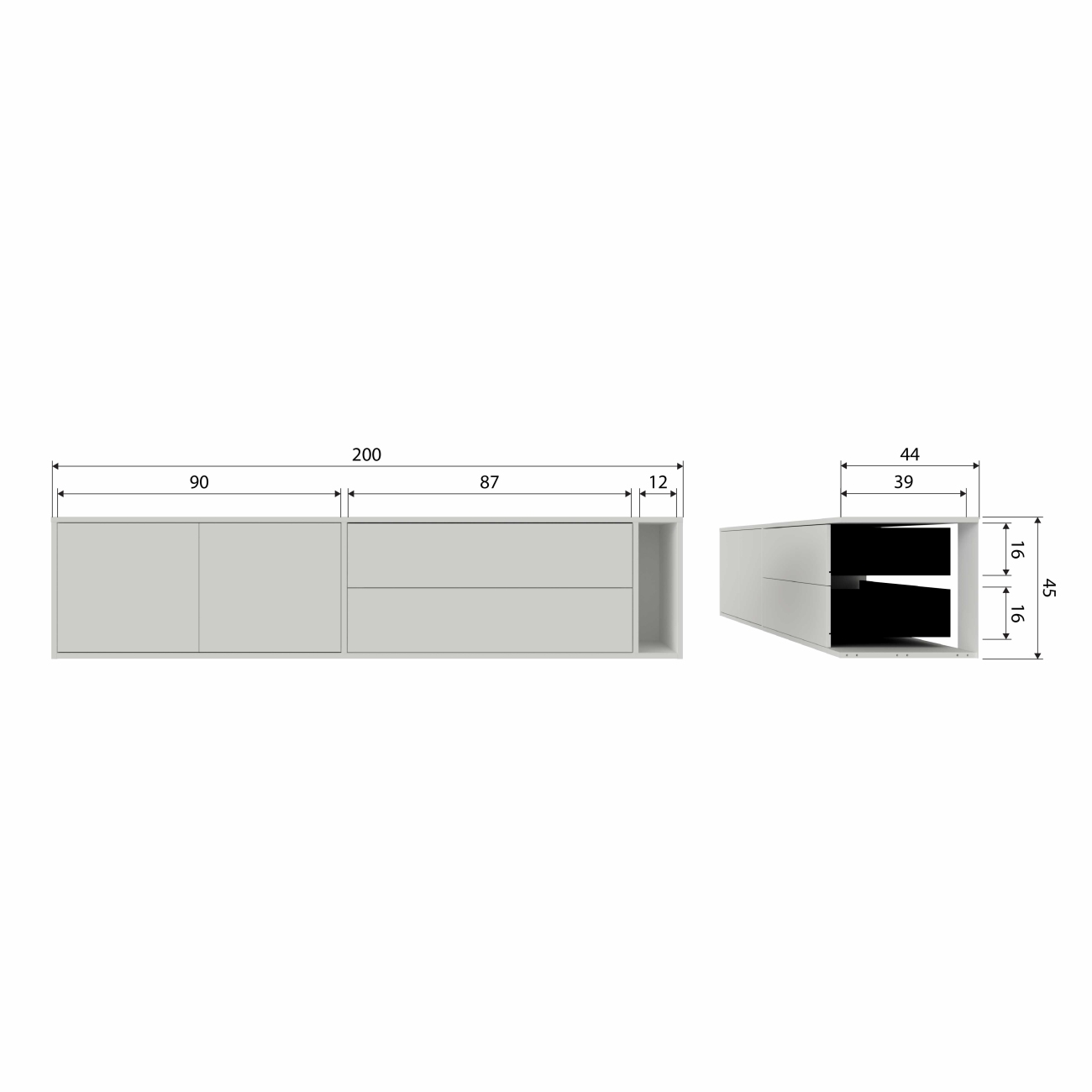 TV Board Settle Down aus Kiefernholz, 200 cm