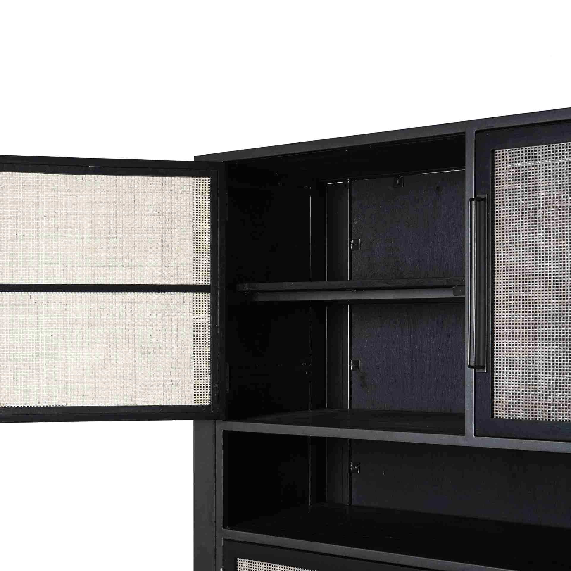 Highboard Nordic Mindi Rattan mit 4 Türen, 130 cm