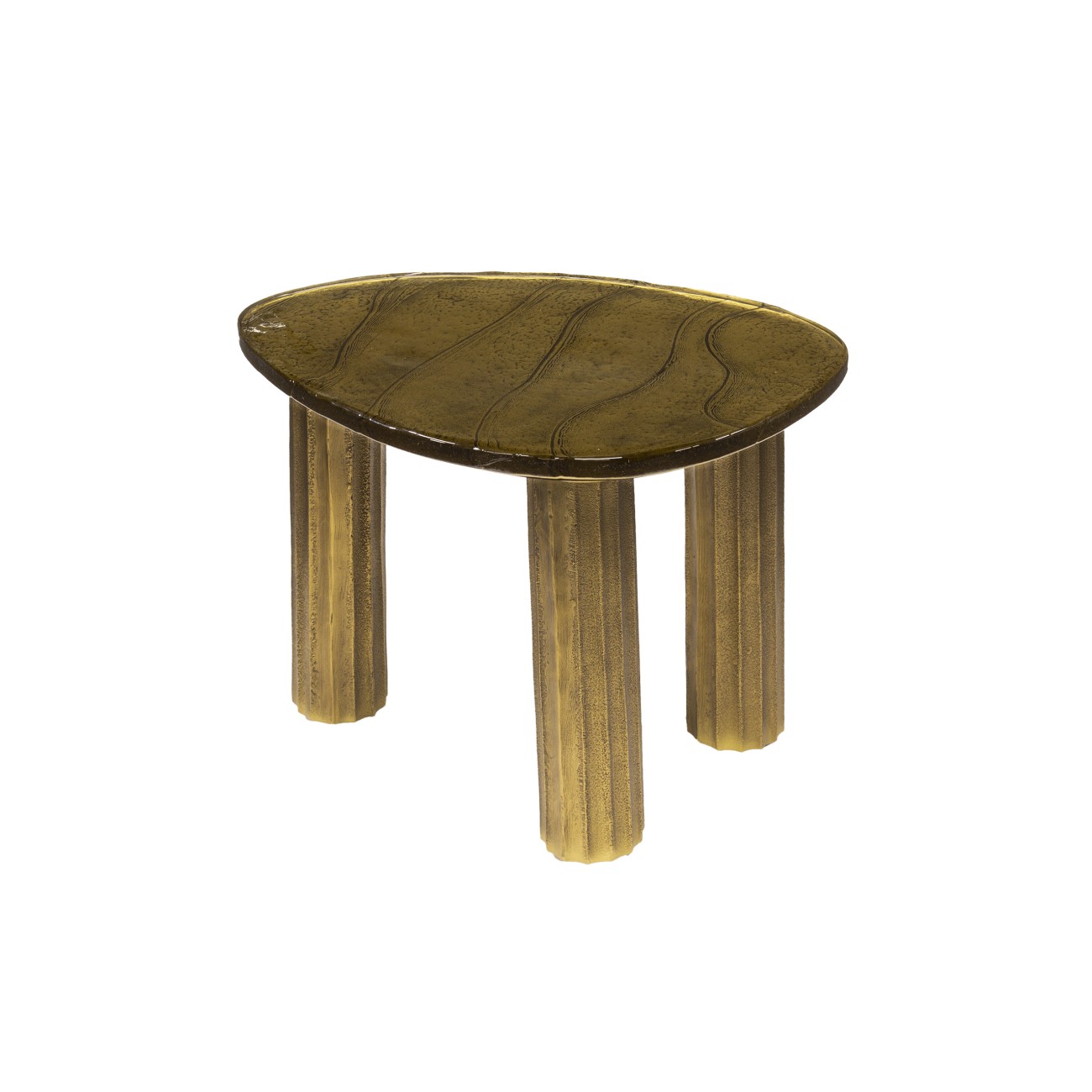 Couchtisch Klidun - Glas & Aluminium, Antikgold, Größe S