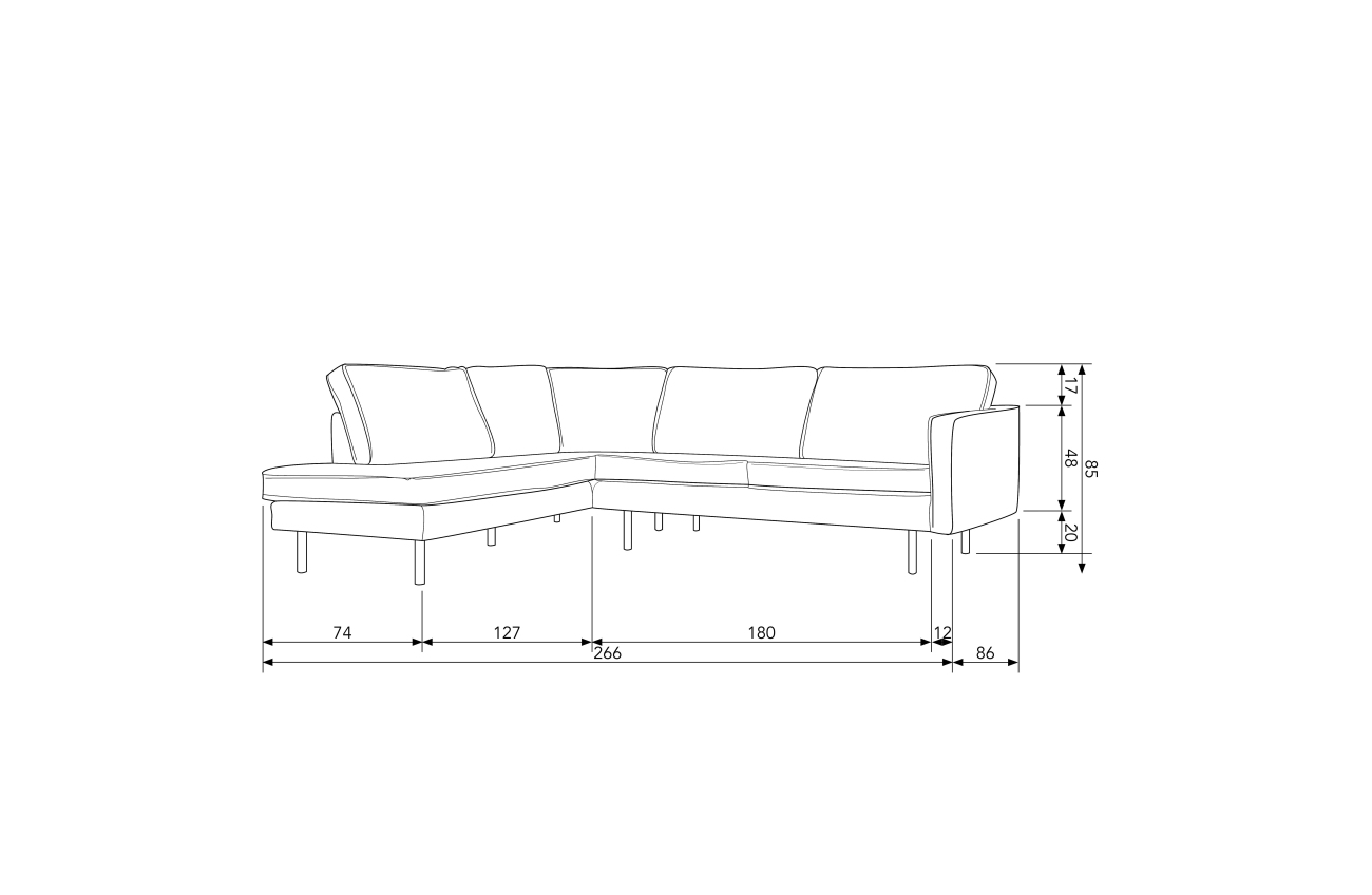 Ecksofa Rodeo aus Struktursamt Links, Brass