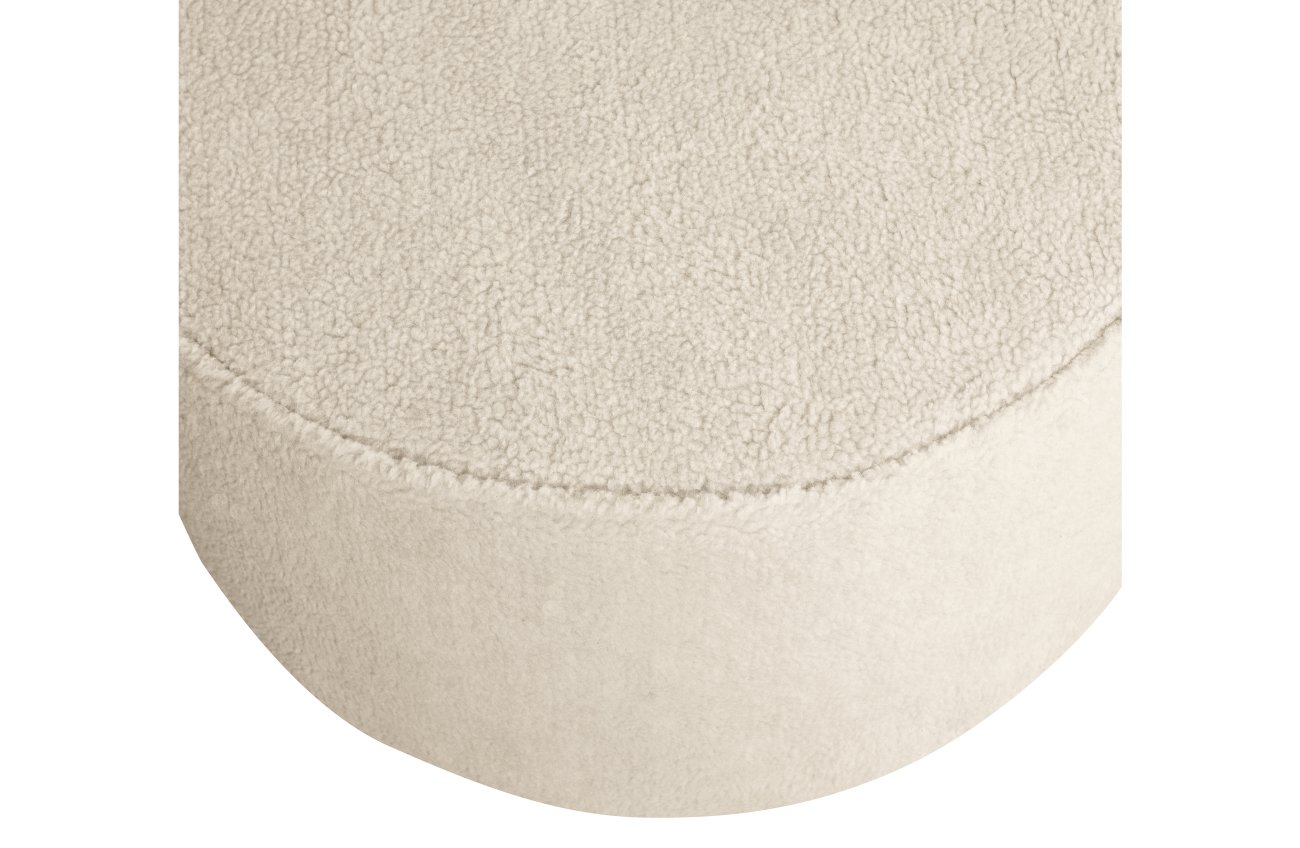 Hocker Sara aus Teddystoff Creme, Ø 60 cm