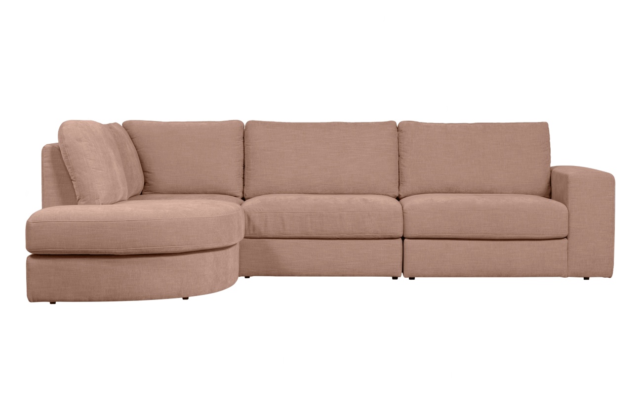 Ecksofa Family aus Webstoff Links, Rosa