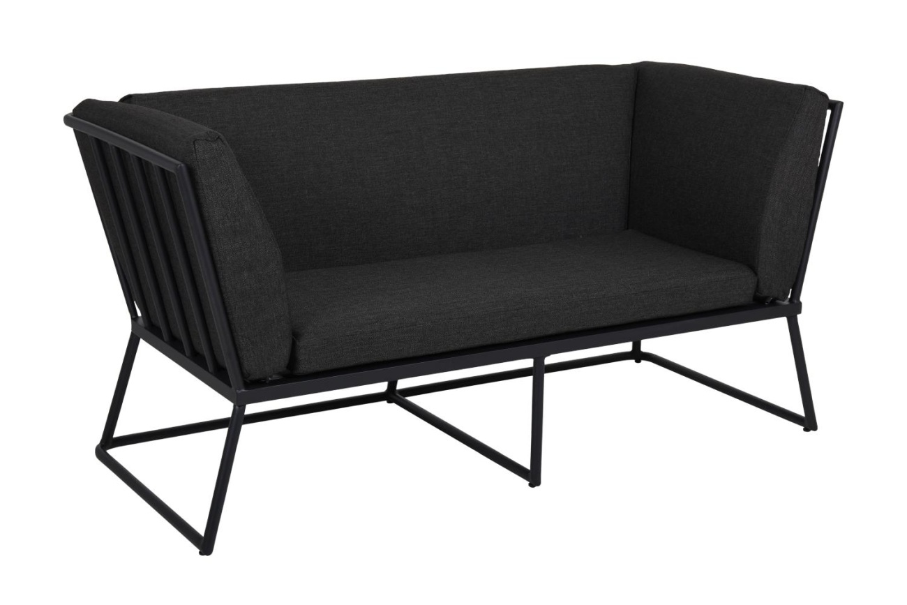 Gartensofa Vence mit Kissen 2-Sitzer, Schwarz