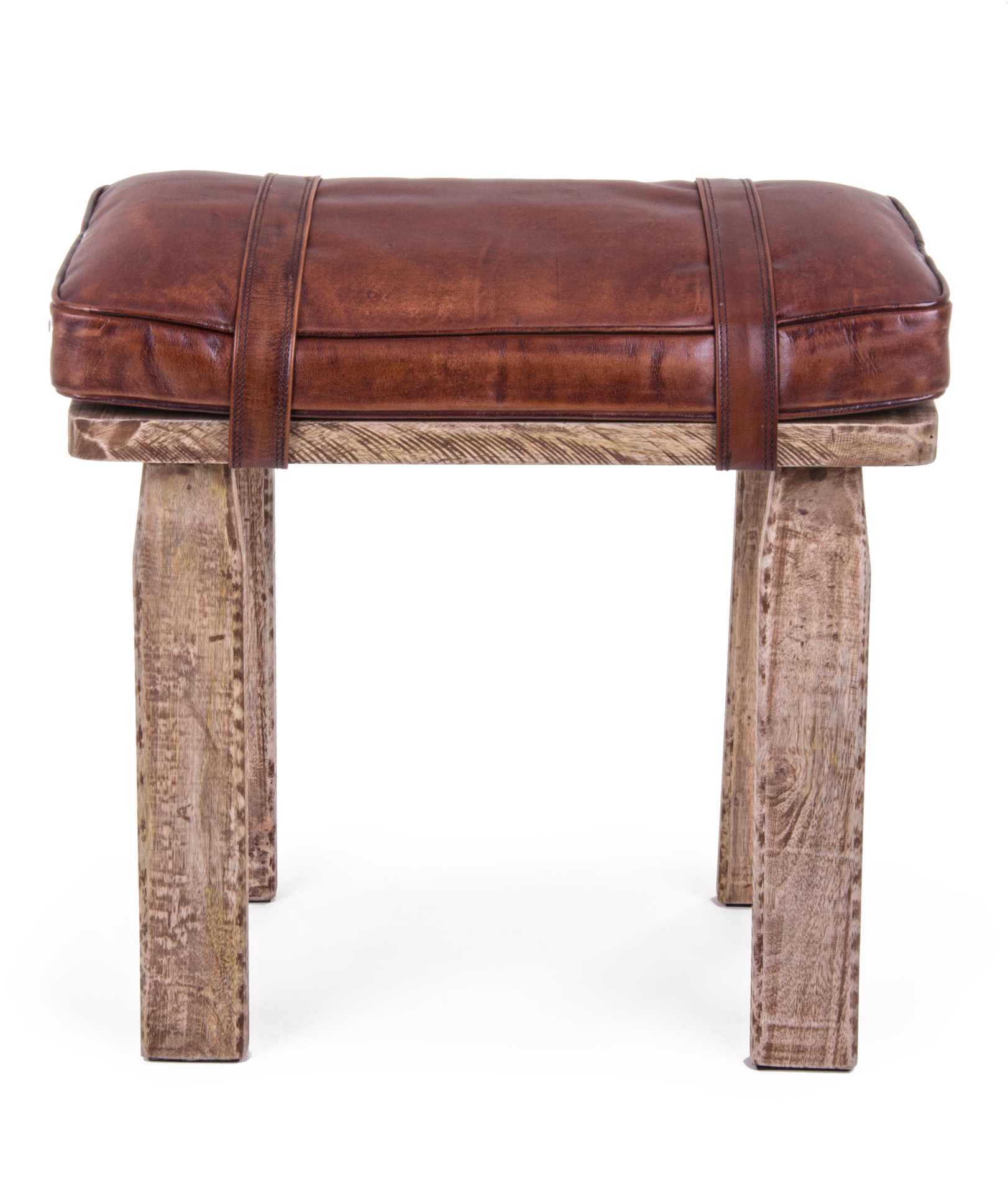 Hocker Charleston aus Büffel-Leder, 53 cm