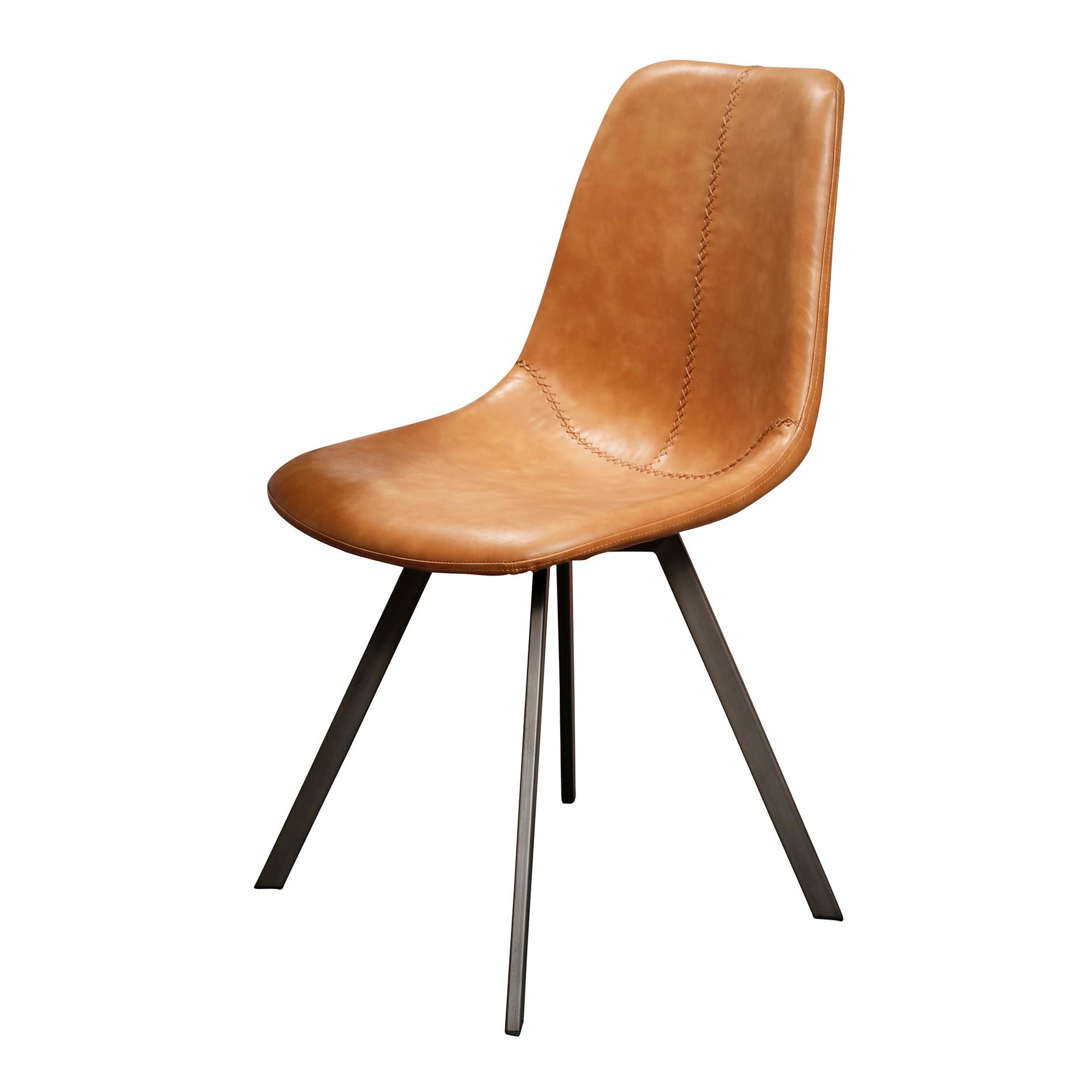 4er-Set Esszimmerstuhl Edeostol - Kunstleder, Cognac