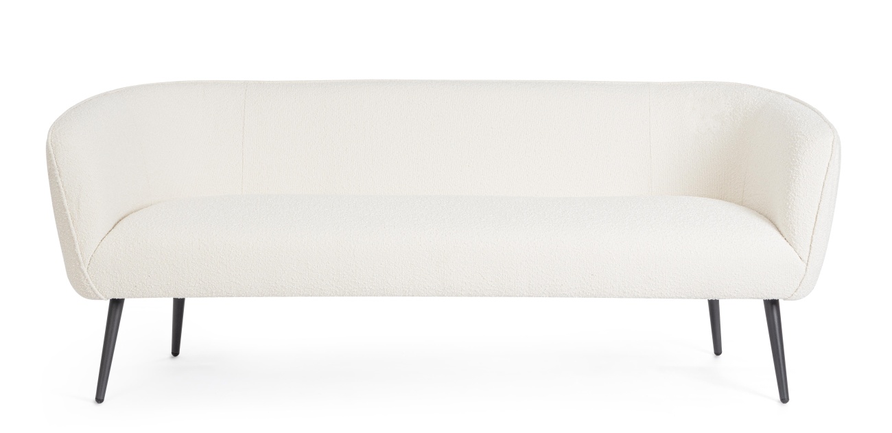 Sofa Avril aus Bouclè-Stoff 3-Sitzer, Weiß