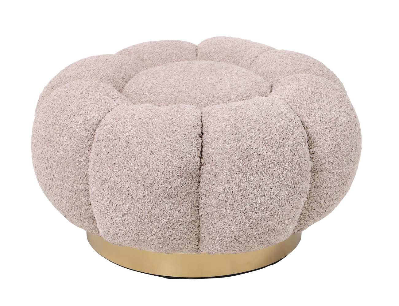 Pouf Florel aus Boucle-Stoff, Altrosa