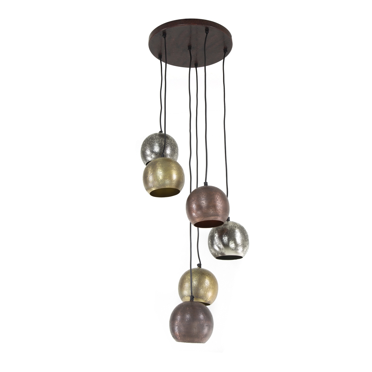 Hängeleuchte Triormet, 6-flammig - Glasschirme in 3 Farben, inkl. LED