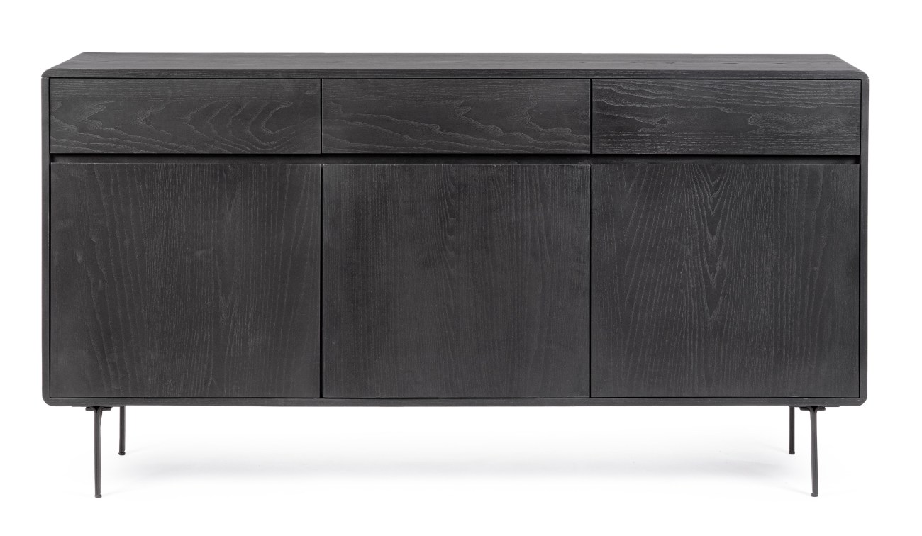 Sideboard Widald aus Eschenholz, Schwarz