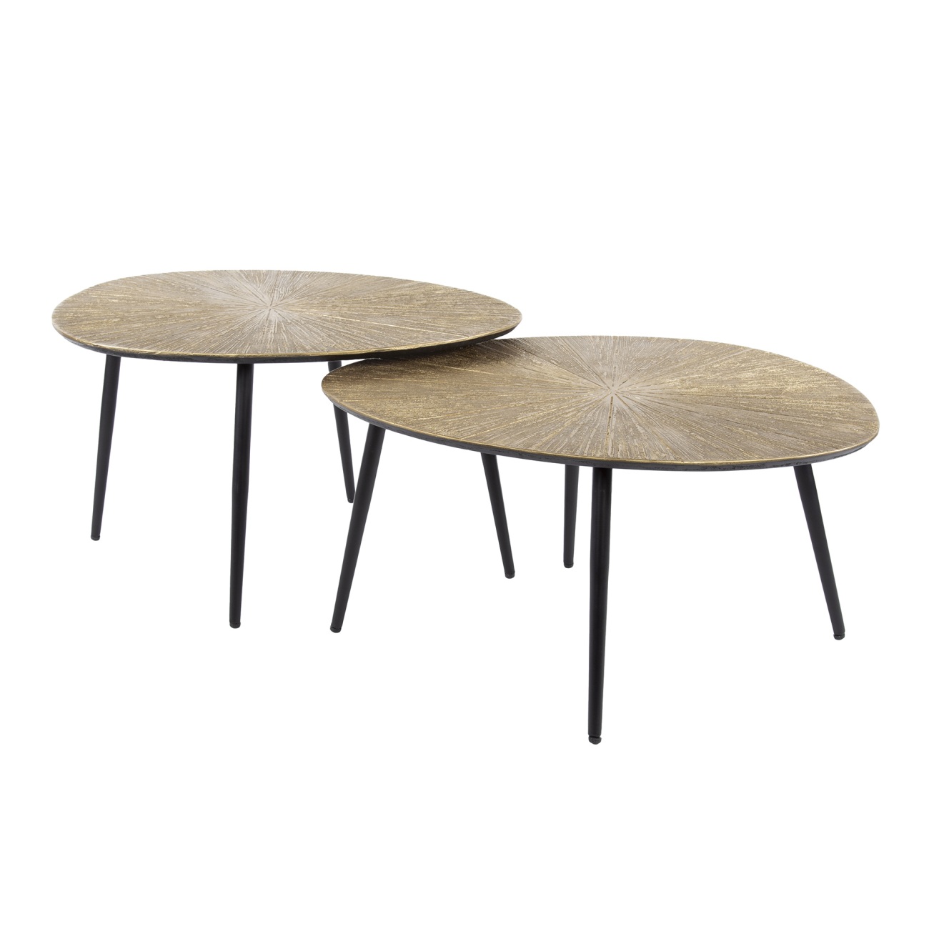 2er-Set Couchtisch Taroya - Metall in Gold, Dreieckig