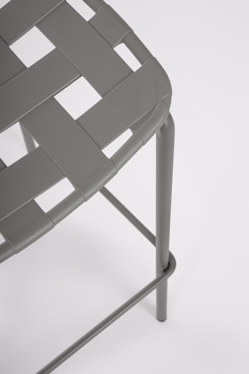 Gartenbarhocker Clover aus Metall, Grau