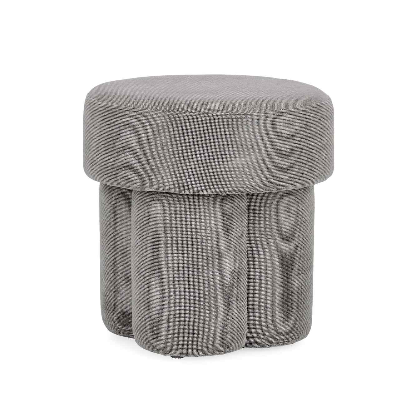 Hocker Glenda aus Stoff, Grau