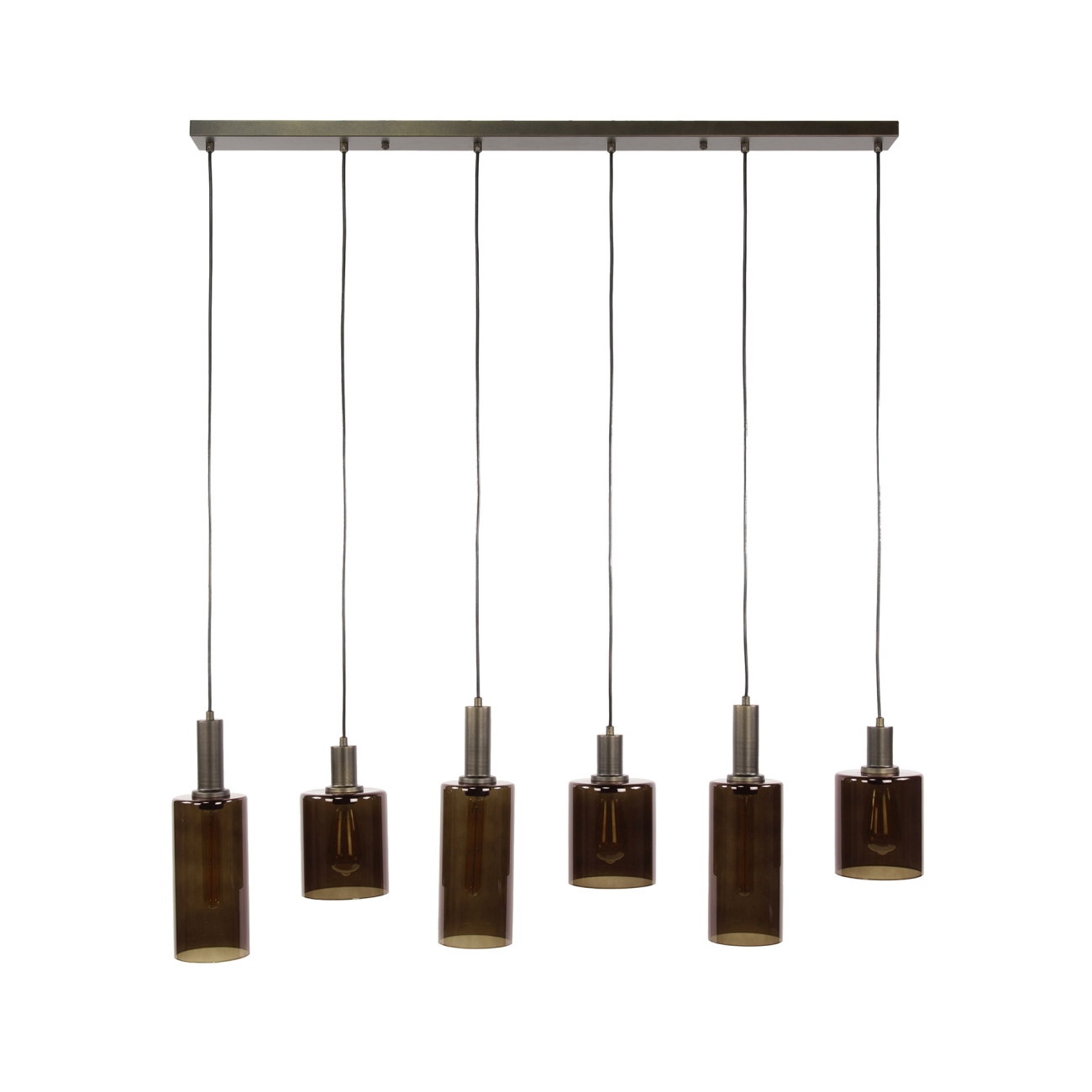 Hängeleuchte Luzina, 6-flammig - Metall, Glas Siennabraun, inkl. LED