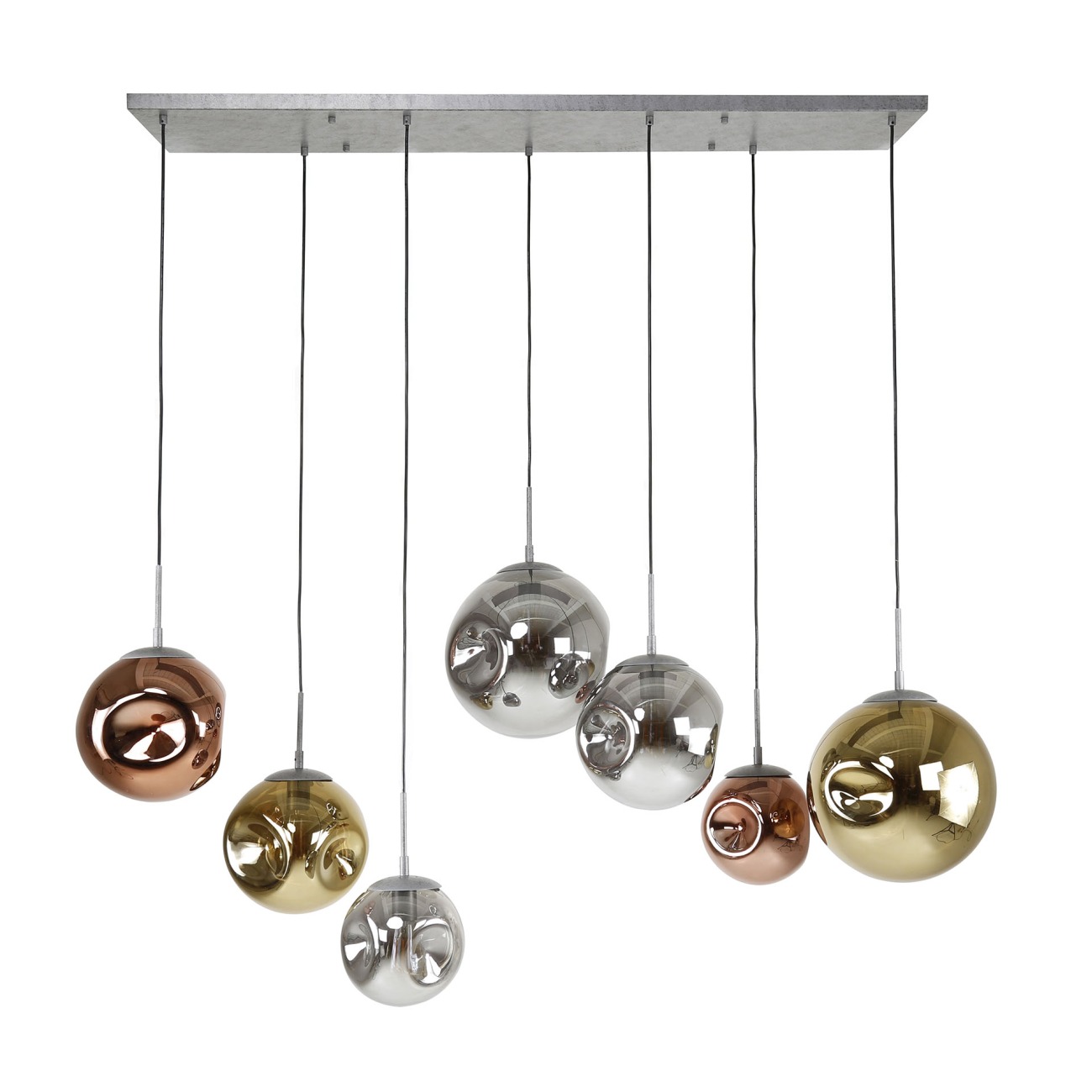 Hängeleuchte Atomoira, 7-flammig - Gold-, Kupfer-, Chromglas, mit LED Hängeleuchte Atomoira, 7-flammig - Gold-, Kupfer-, Chromglas, mit LED