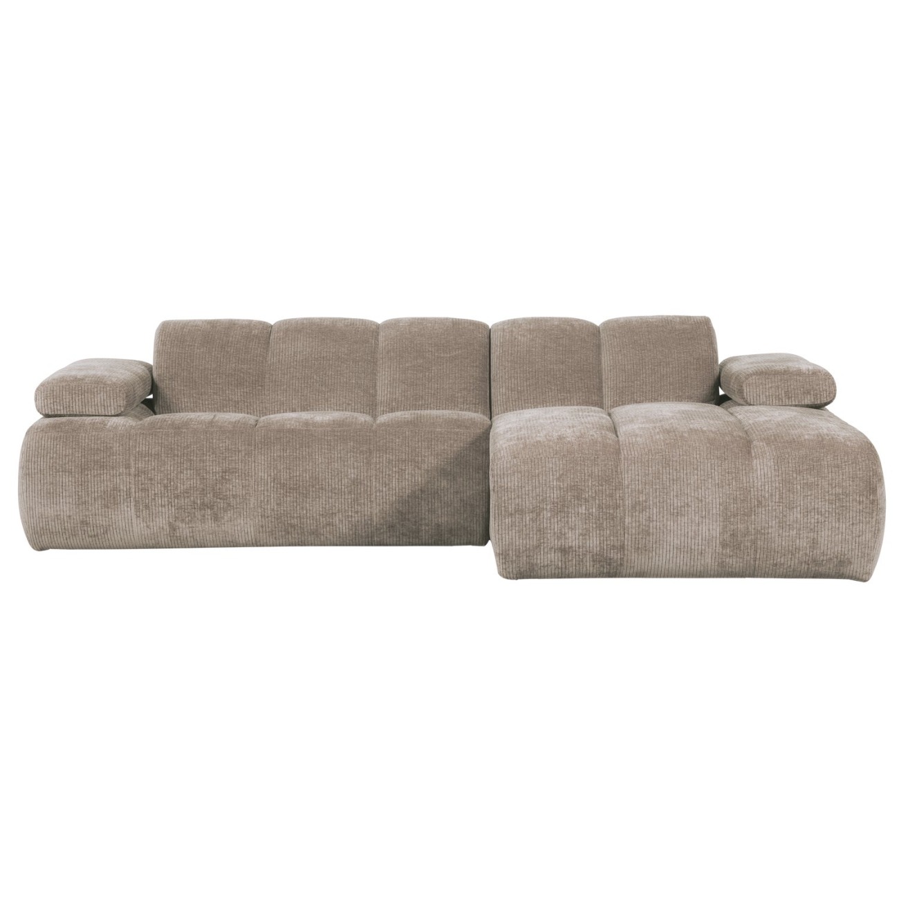 Chaiselongue Mojo aus Flachcord Rechts, Dunkelsand
