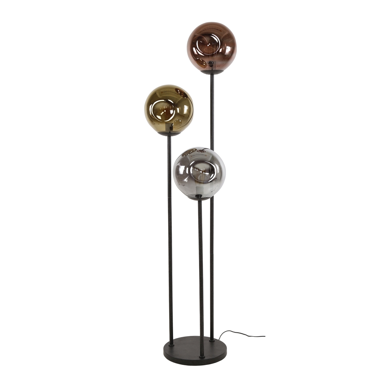 Stehleuchte Atomoira, 3-flammig - Glas, Metall in Artic-Schwarz, LED