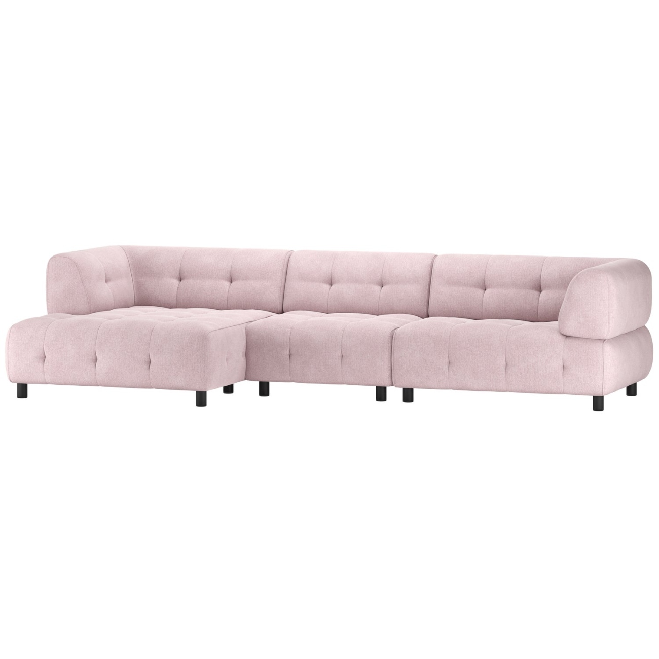 Chaiselongue Louis mit Flachgewebe Links, Mauve