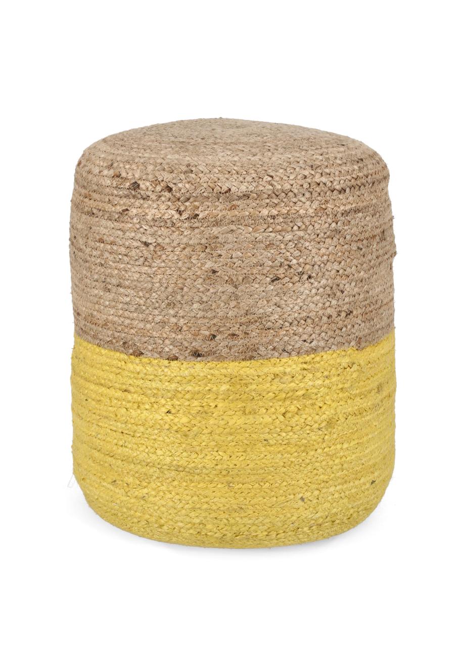 Pouf Jalala aus Jute, Gelb