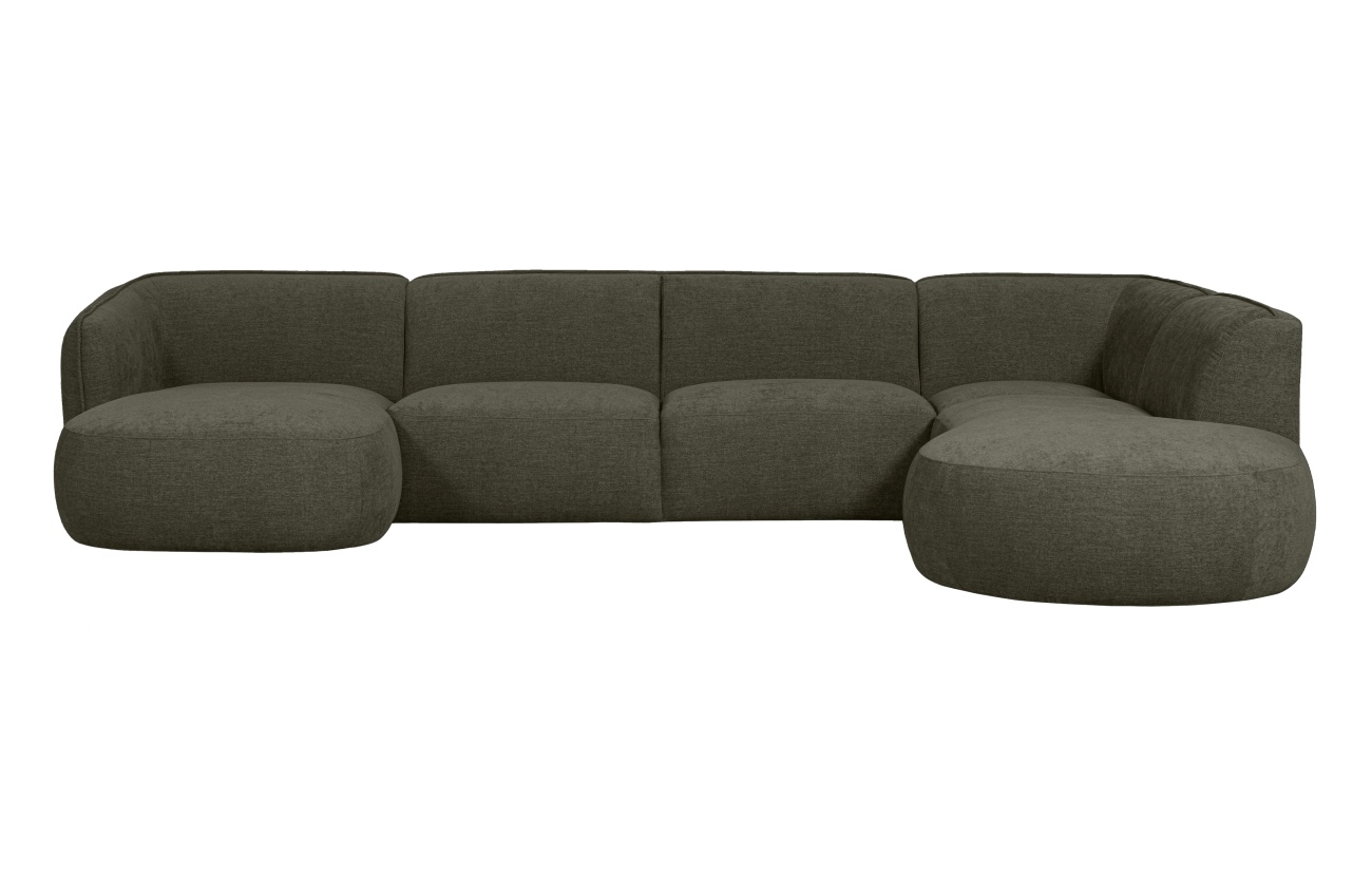 Sofa Polly U-Form aus Webstoff Rechts, Grün