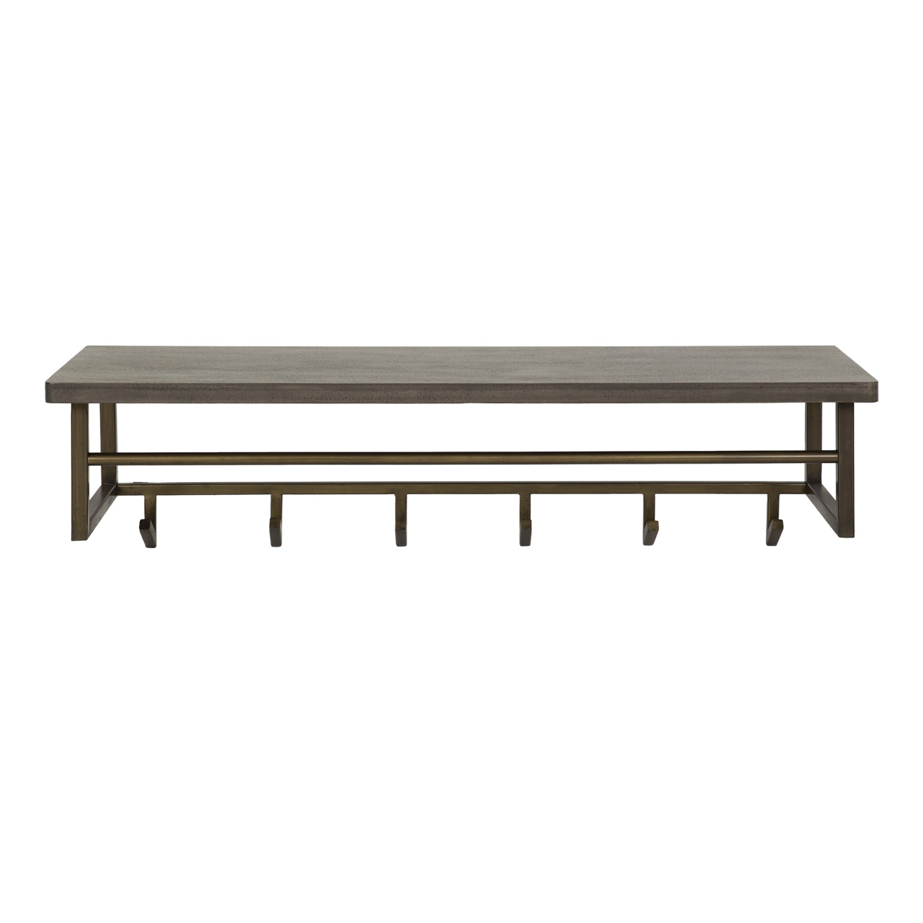 Garderobe Dzelza- Metall Antike Bronze, Hutablage, 6 Haken & Stange