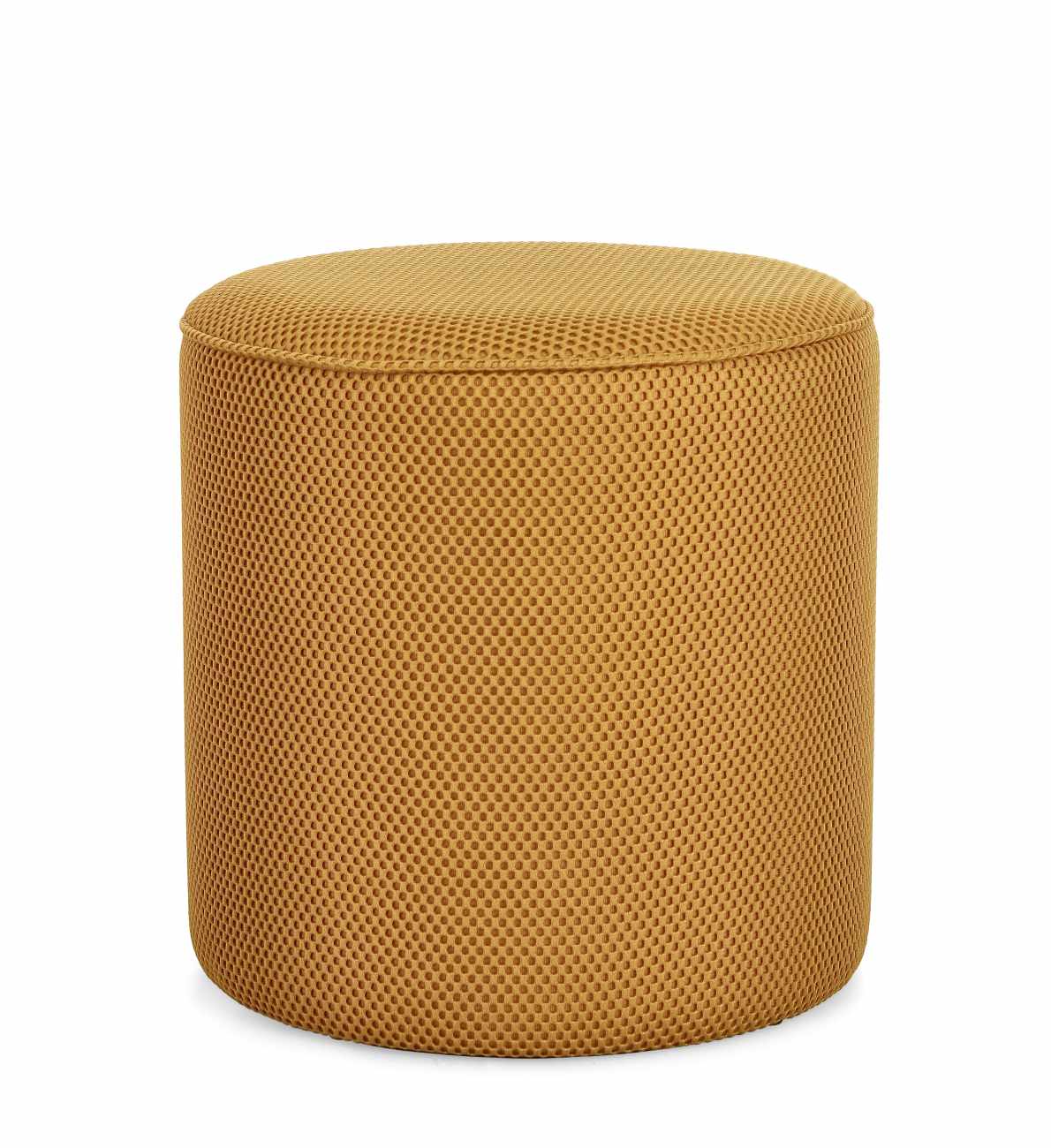 Pouf Olesya aus Waben-Stoff Ø 42 cm, Senf