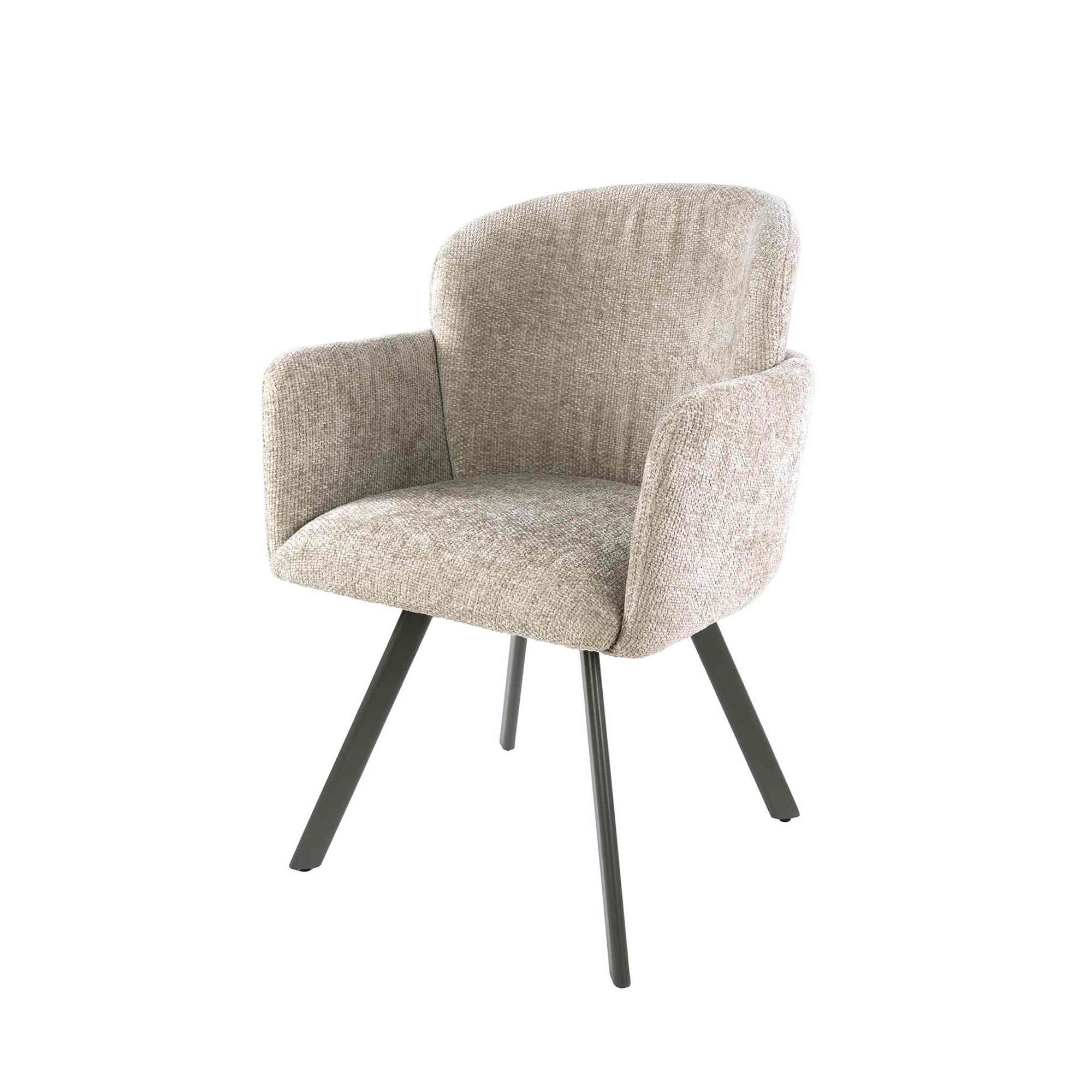 2er-Set Armstuhl Ecarm 360° drehbar mit Chenille-Bezug, Sand