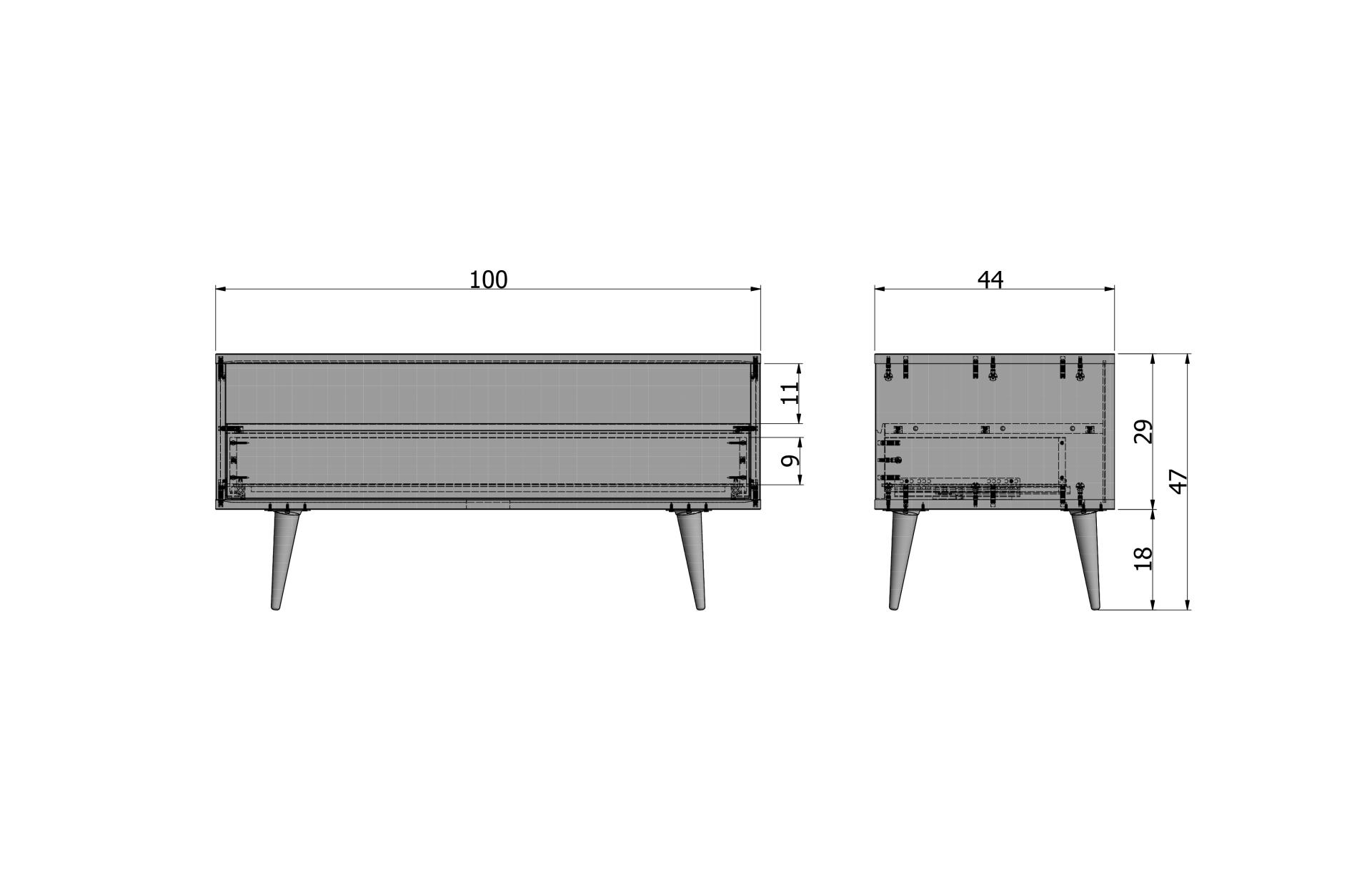 TV-Board Tygo aus Eichenholz, 100 cm