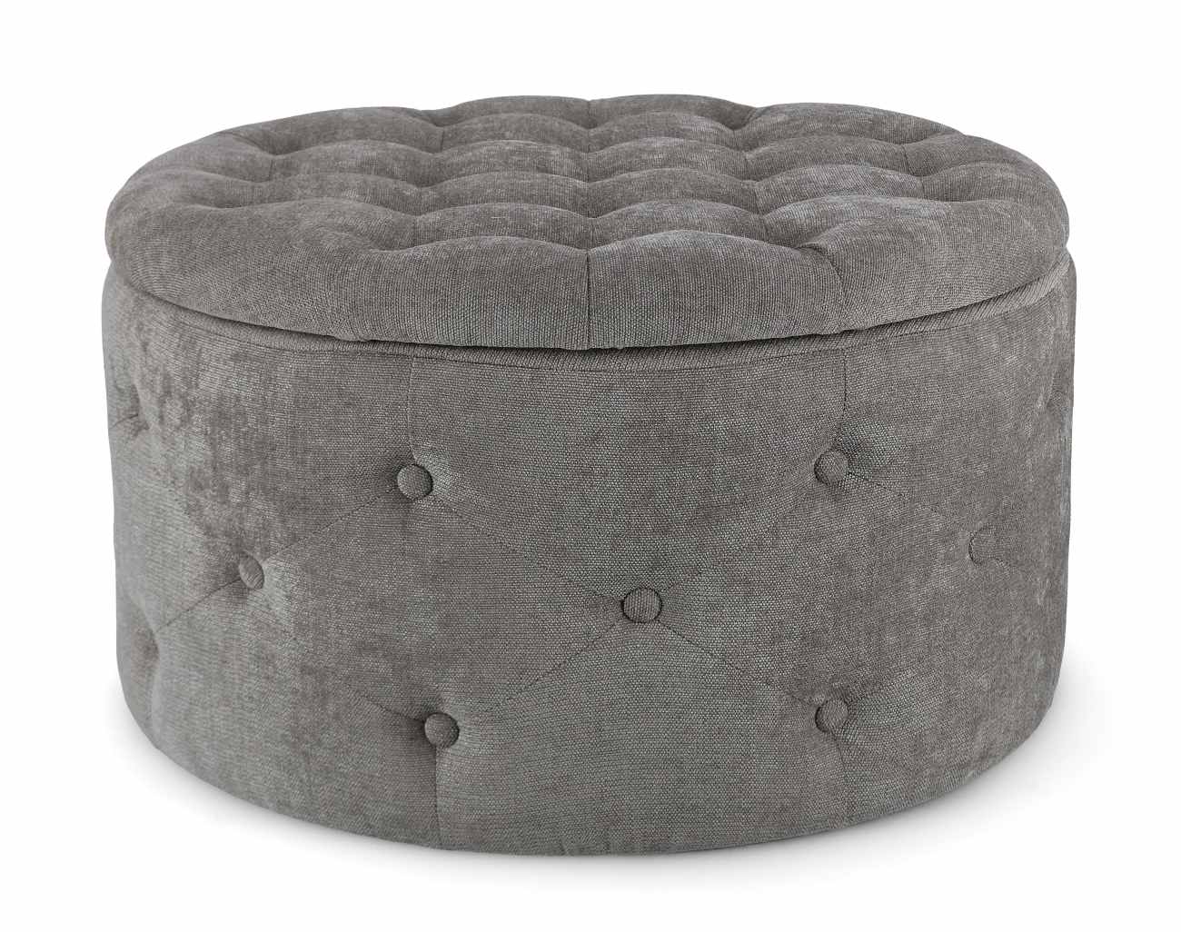 Pouf Ernestine aus Stoff, Grau