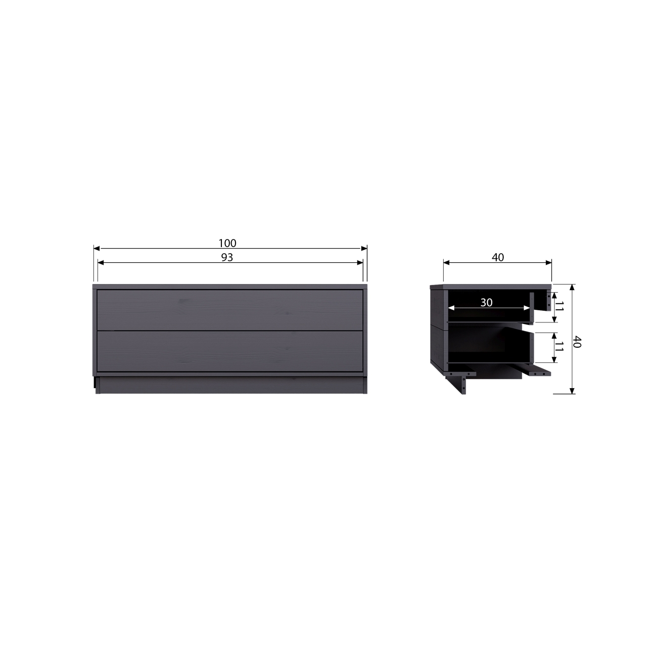 TV Board Fianca aus Kiefernholz, 100 cm