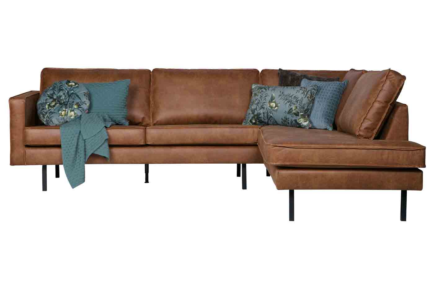 Rodeo Ecksofa Lederoptik, rechts Cognac