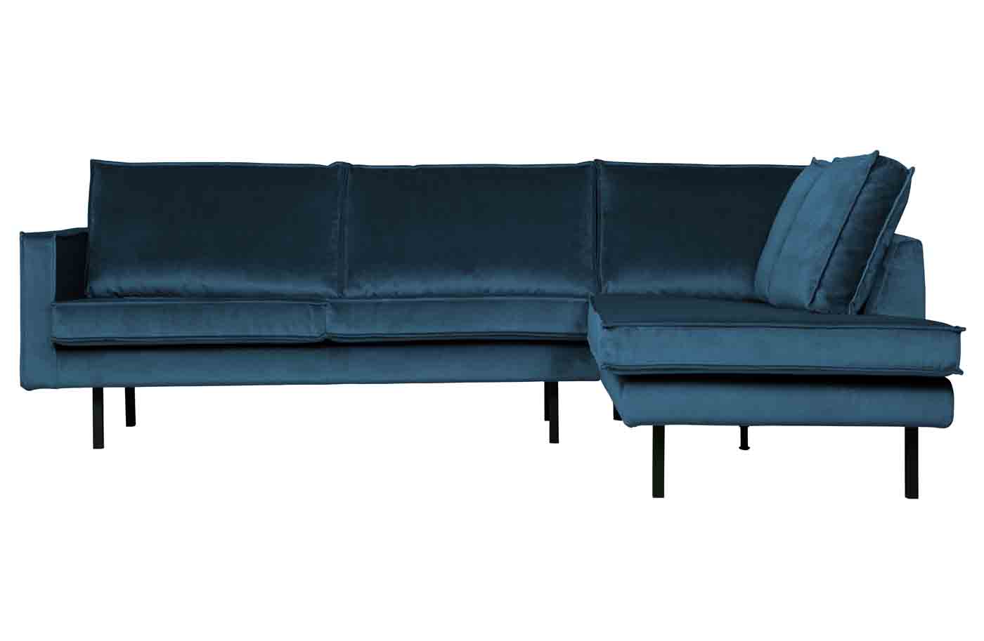 Ecksofa Rodeo Samt, rechts Blau