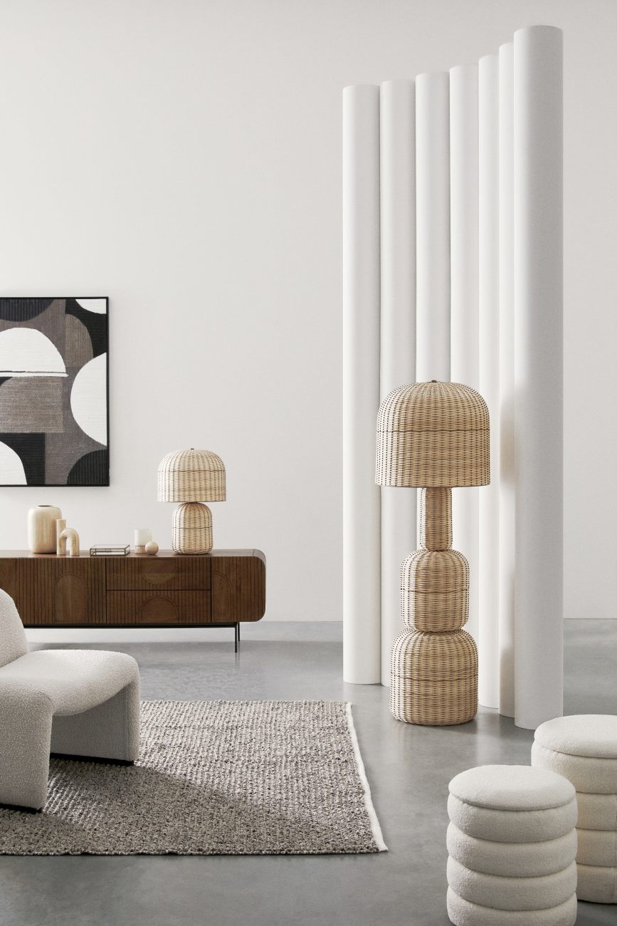 Tischleuchte Sikkim aus Rattan Ø 40 cm