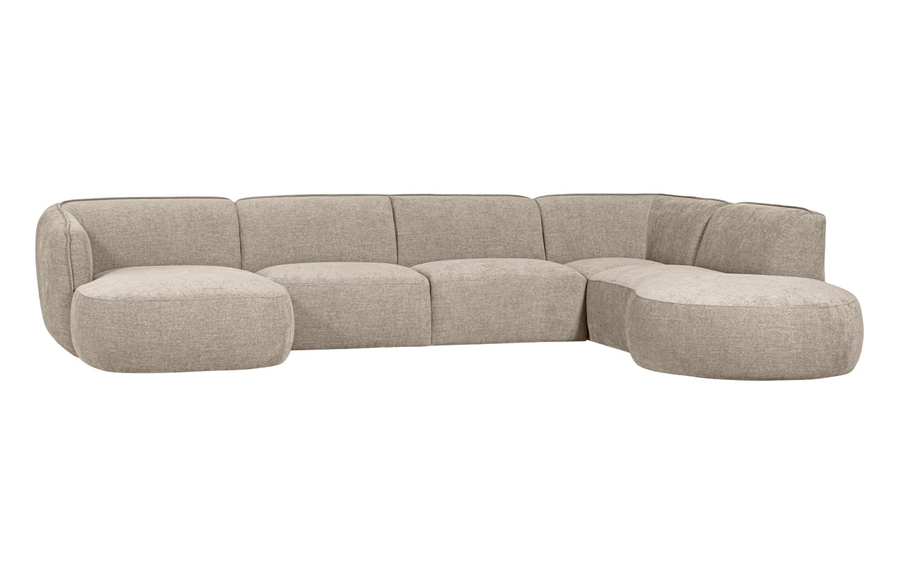 Sofa Polly U-Form aus Webstoff Rechts, Sand