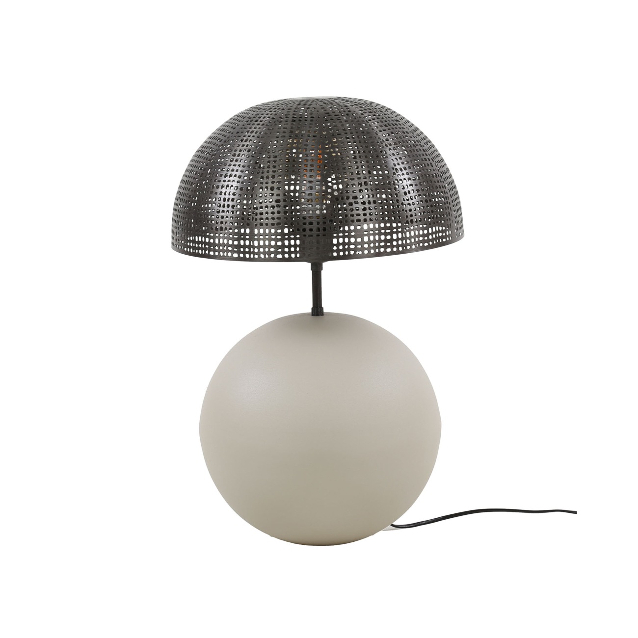 Tischleuchte Orbinaro - Beige matt & graues Metall, Ø 36 cm, inkl. LED