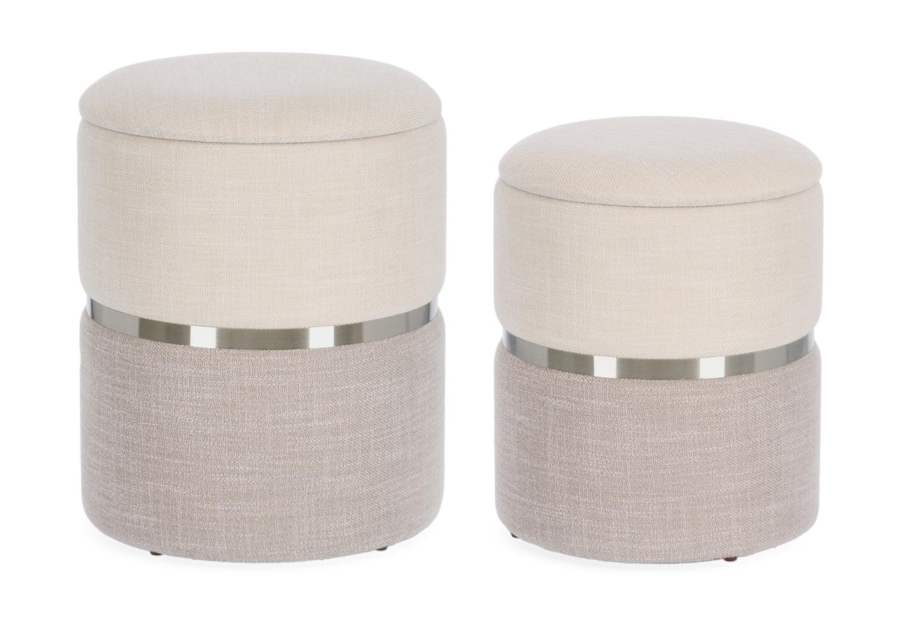 Pouf Radinka 2er-Set aus Stoff, Grau