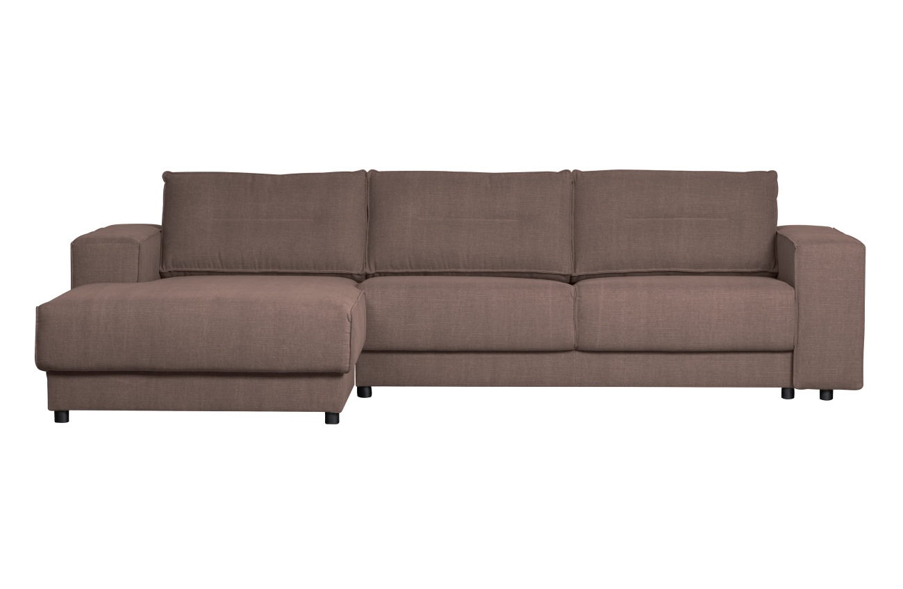 Chaiselongue Randy aus Leinenstoff Links, Braun