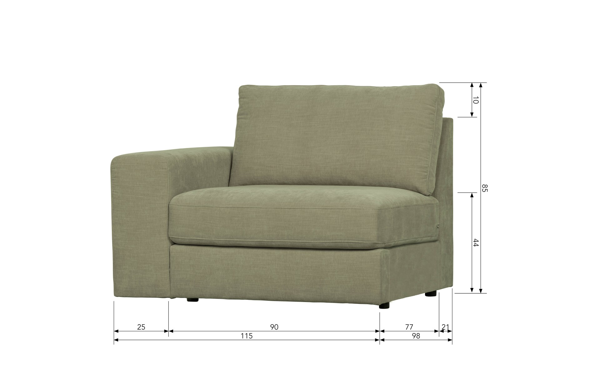 Modulsofa Family 1-Seat Element Links, Grün