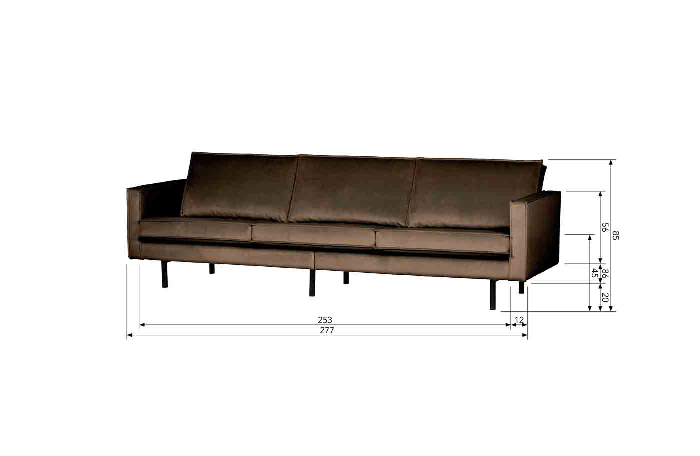 Rodeo Sofa 3-Sitzer Samt, Taupe