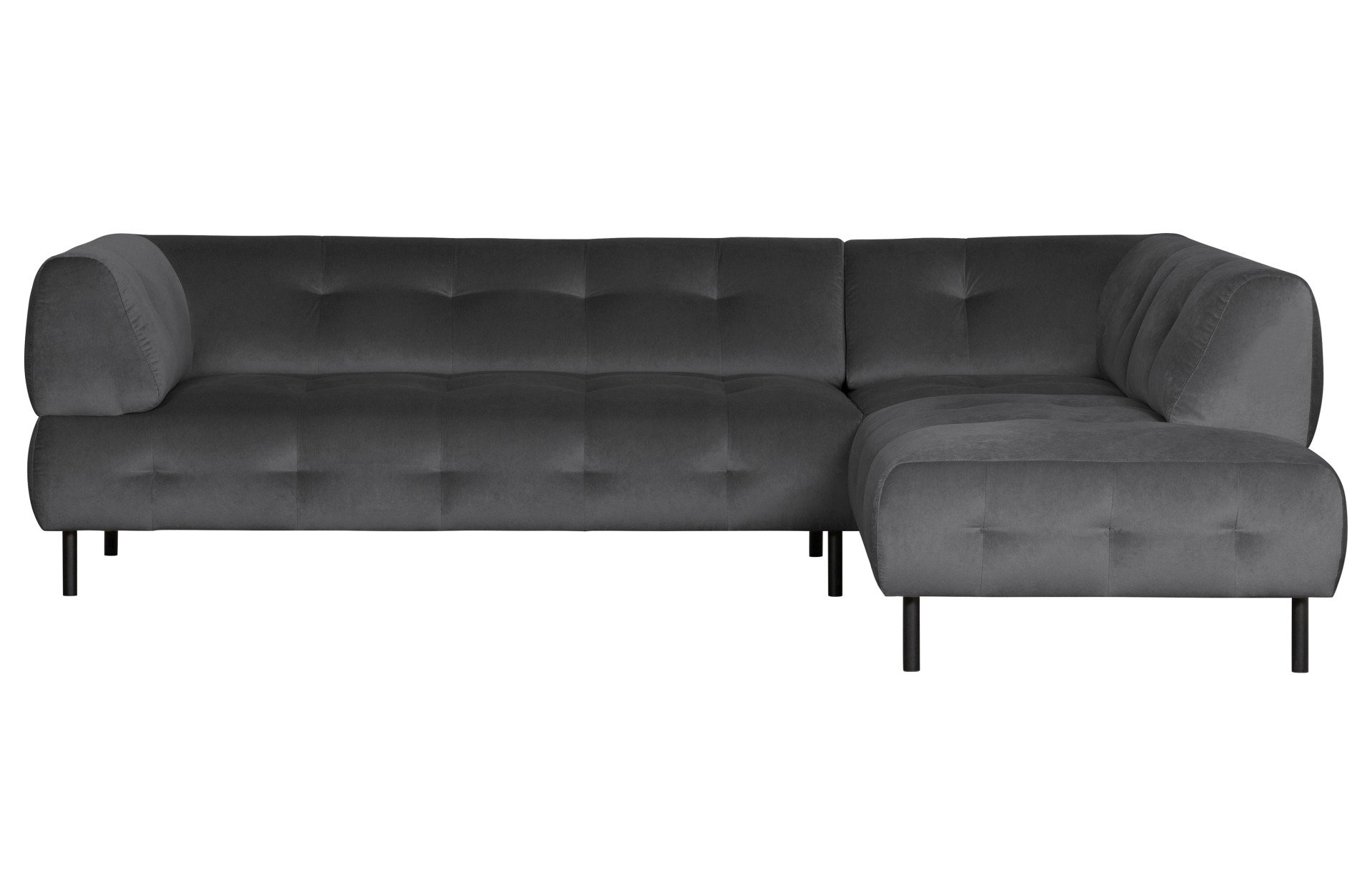 Ecksofa Lloyd mit Samtbezug, Rechts, Schwarz