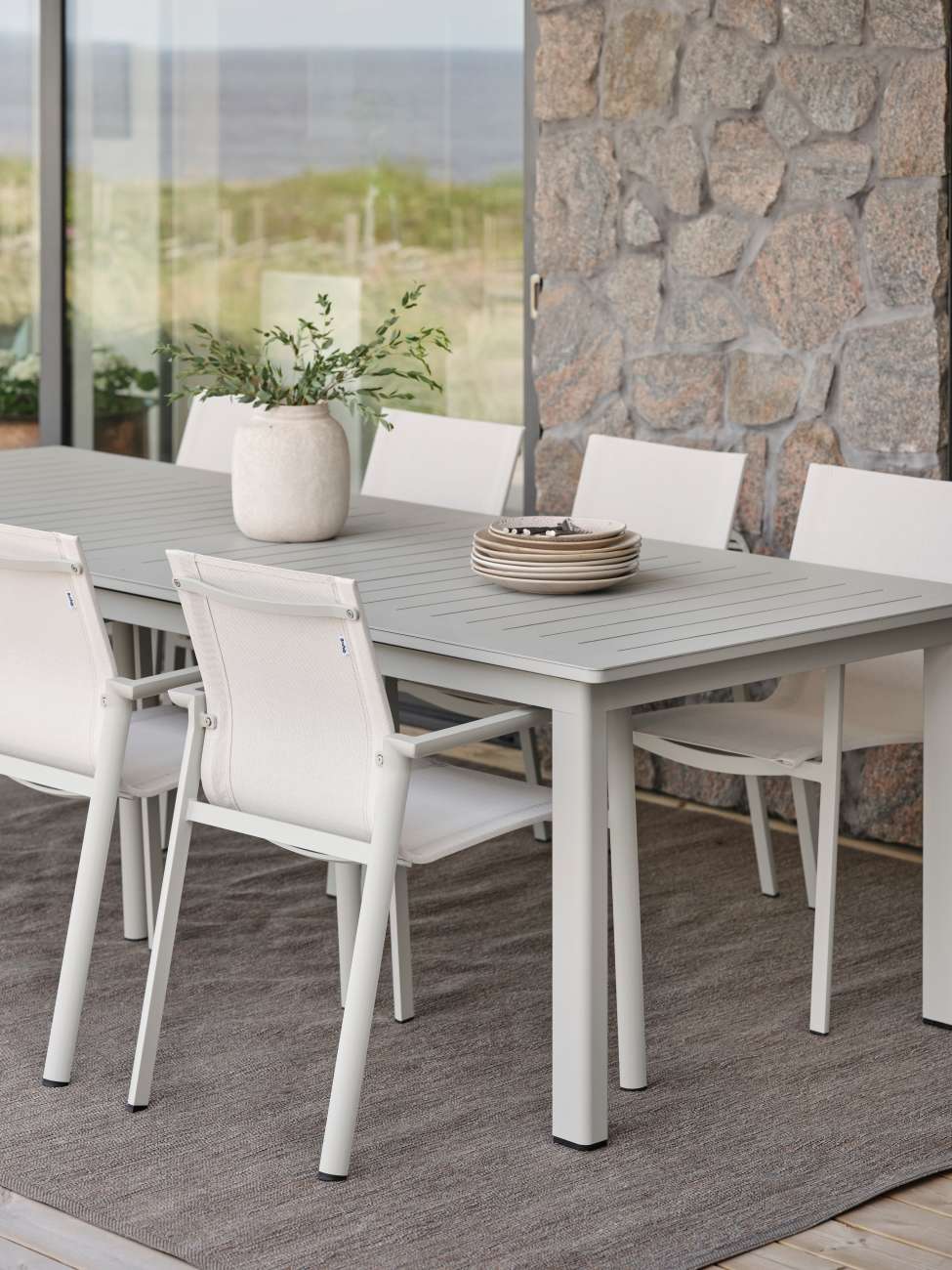 Gartenesstisch Lomma XL, 260-380x100 cm, Hellgrau