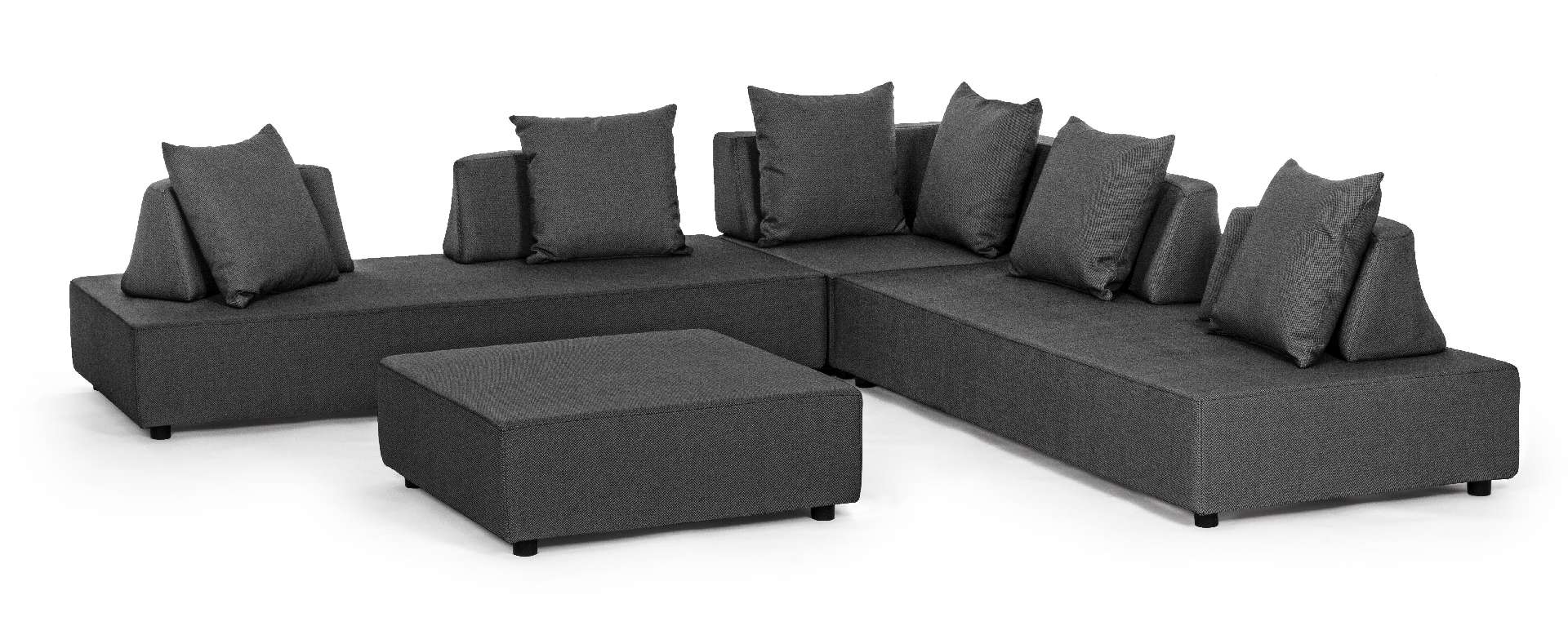 Gartenlounge Sofa Piper mit Kissen und verstellbarer Rückenlehne, Anthrazit