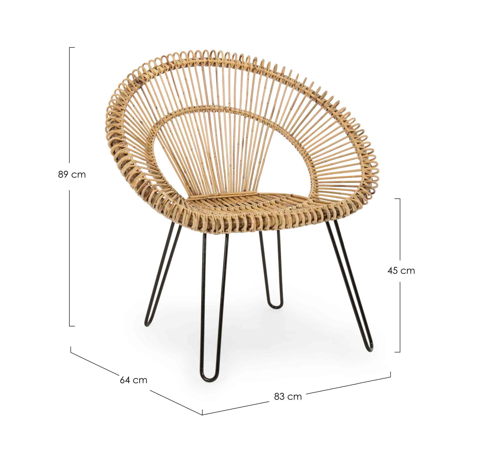 Sessel Esteban aus Rattan, Natur