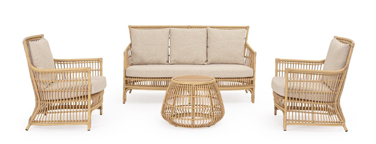 Gartensofa Adelma Ratten-Optik, Natur