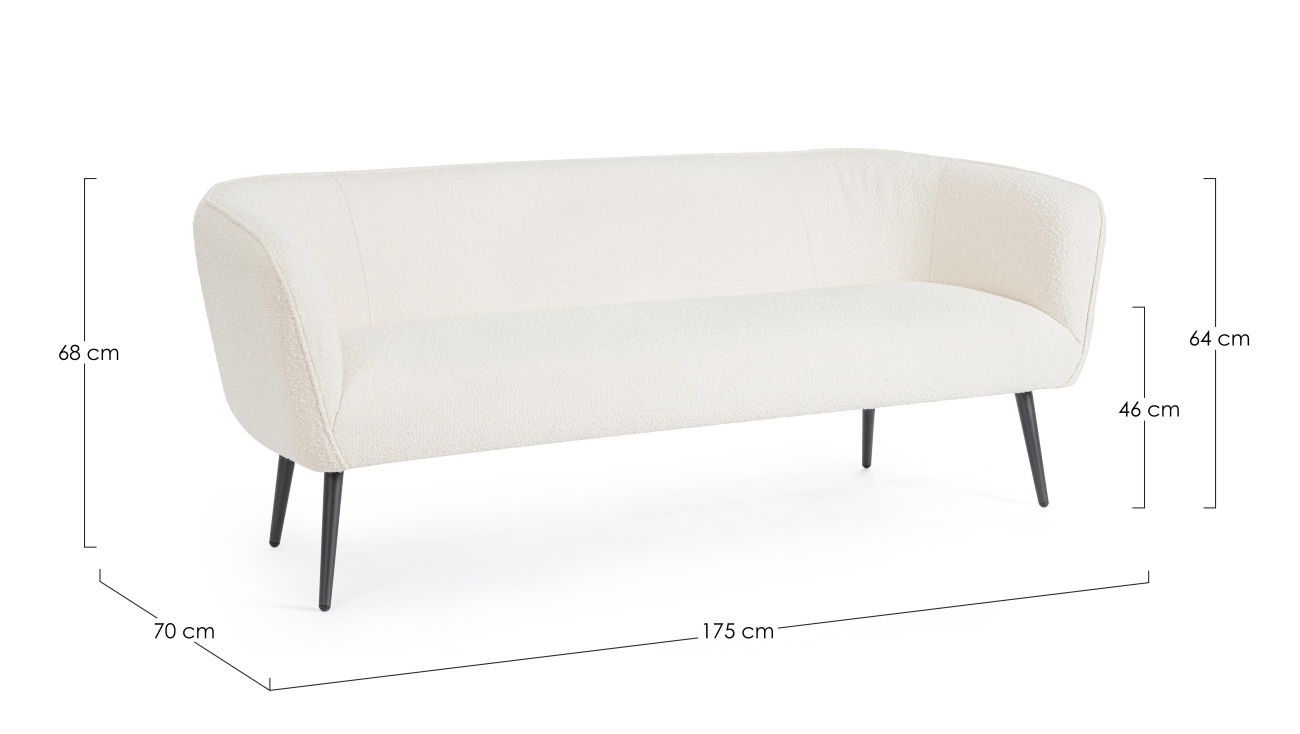 Sofa Avril aus Bouclè-Stoff 3-Sitzer, Weiß