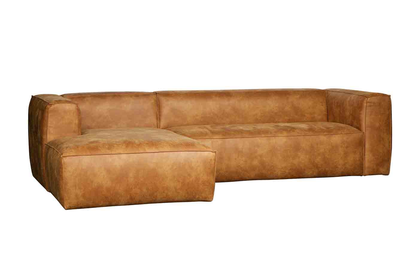 Ecksofa Bean Lederoptik, links Cognac